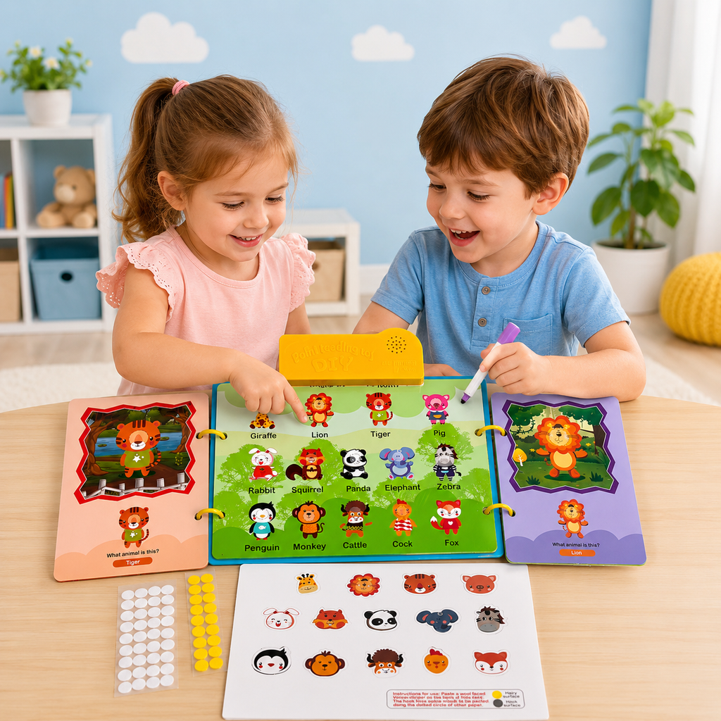 DIY Zoo Animals Point Reading Educational Toy for Kids