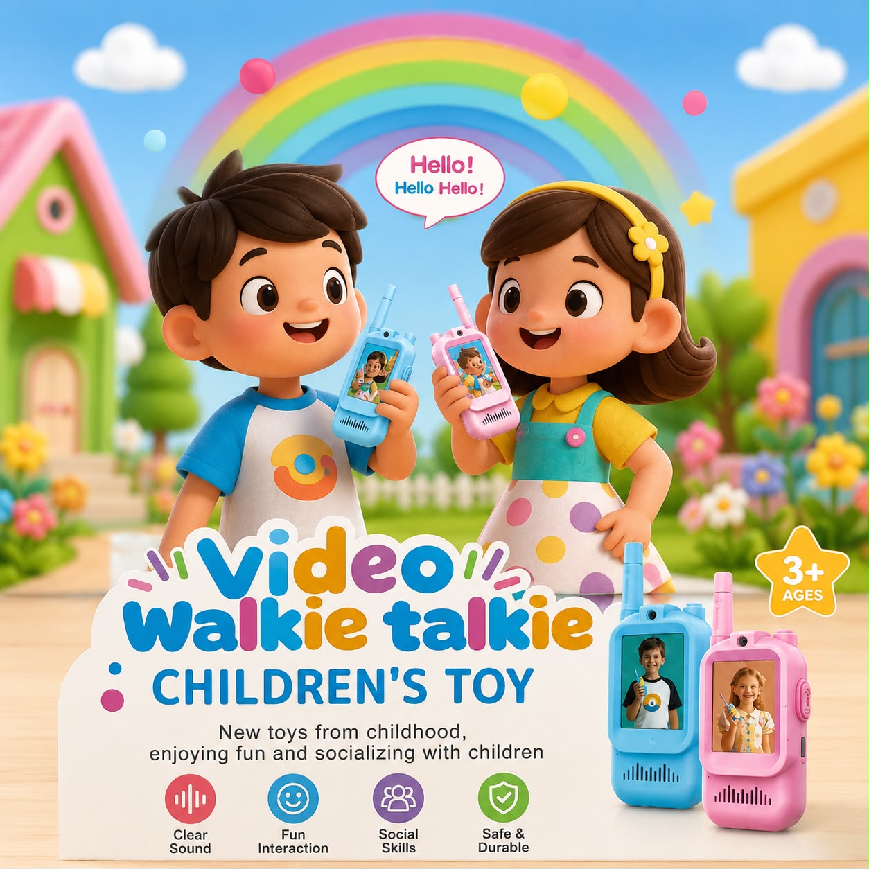 Kids Video Walkie Talkie Toy Set – Rechargeable Two-Way Communication Device for Boys & Girls