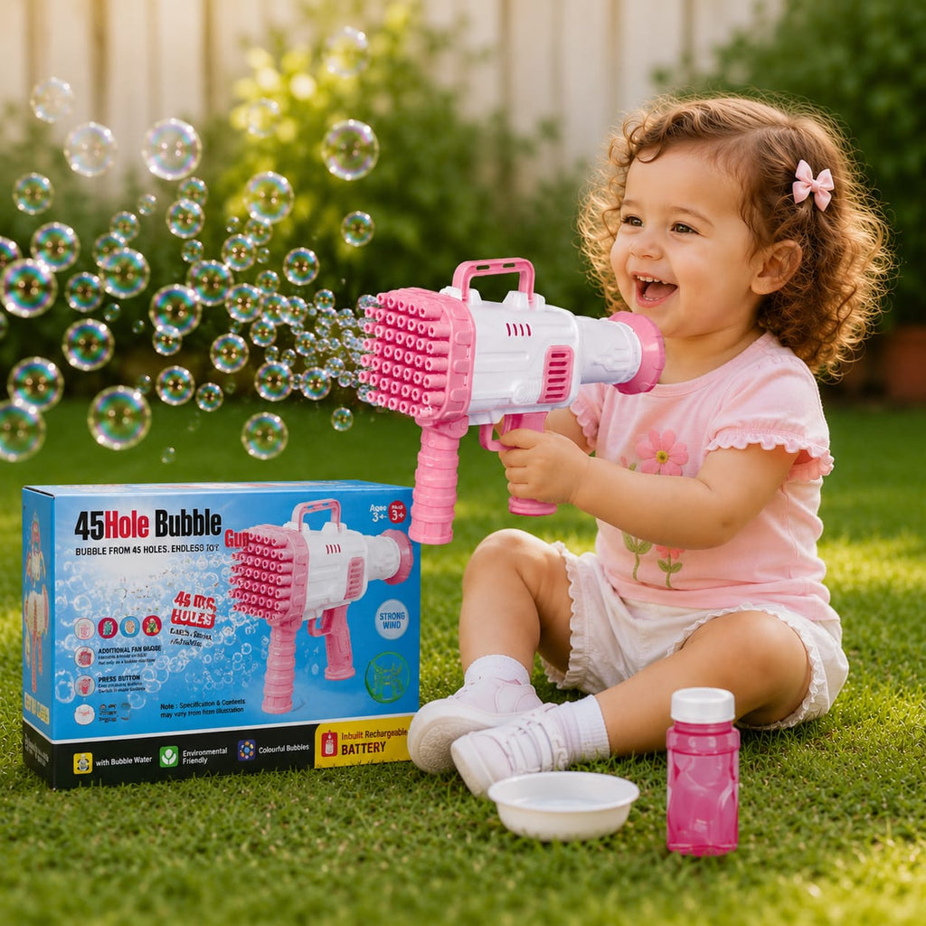 45 Hole Bubble Gun Toy – Automatic Bubble Blaster for Kids
