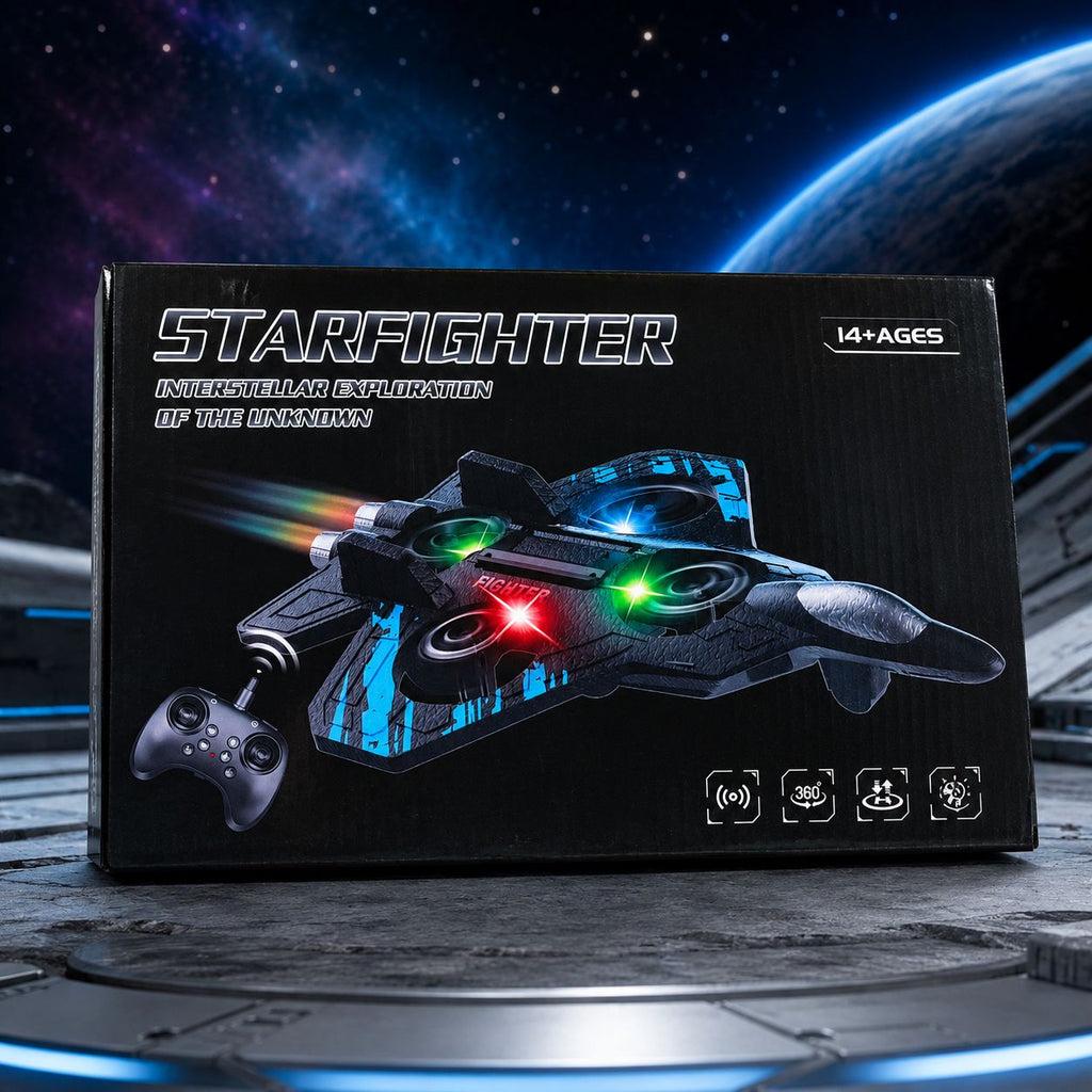 Starfighter RC Drone with LED Lights & 360° Stunt Flying Toy