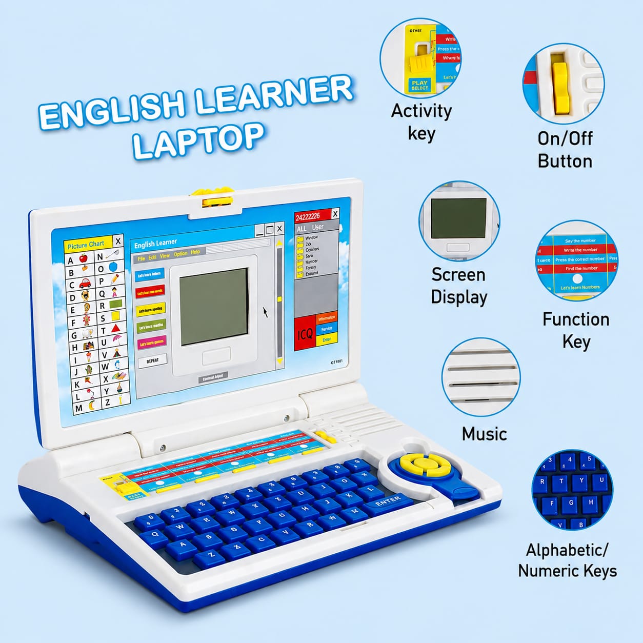English Learner Educational Laptop Toy for Kids | Interactive Alphabet, Numbers, Music & Learning Activities