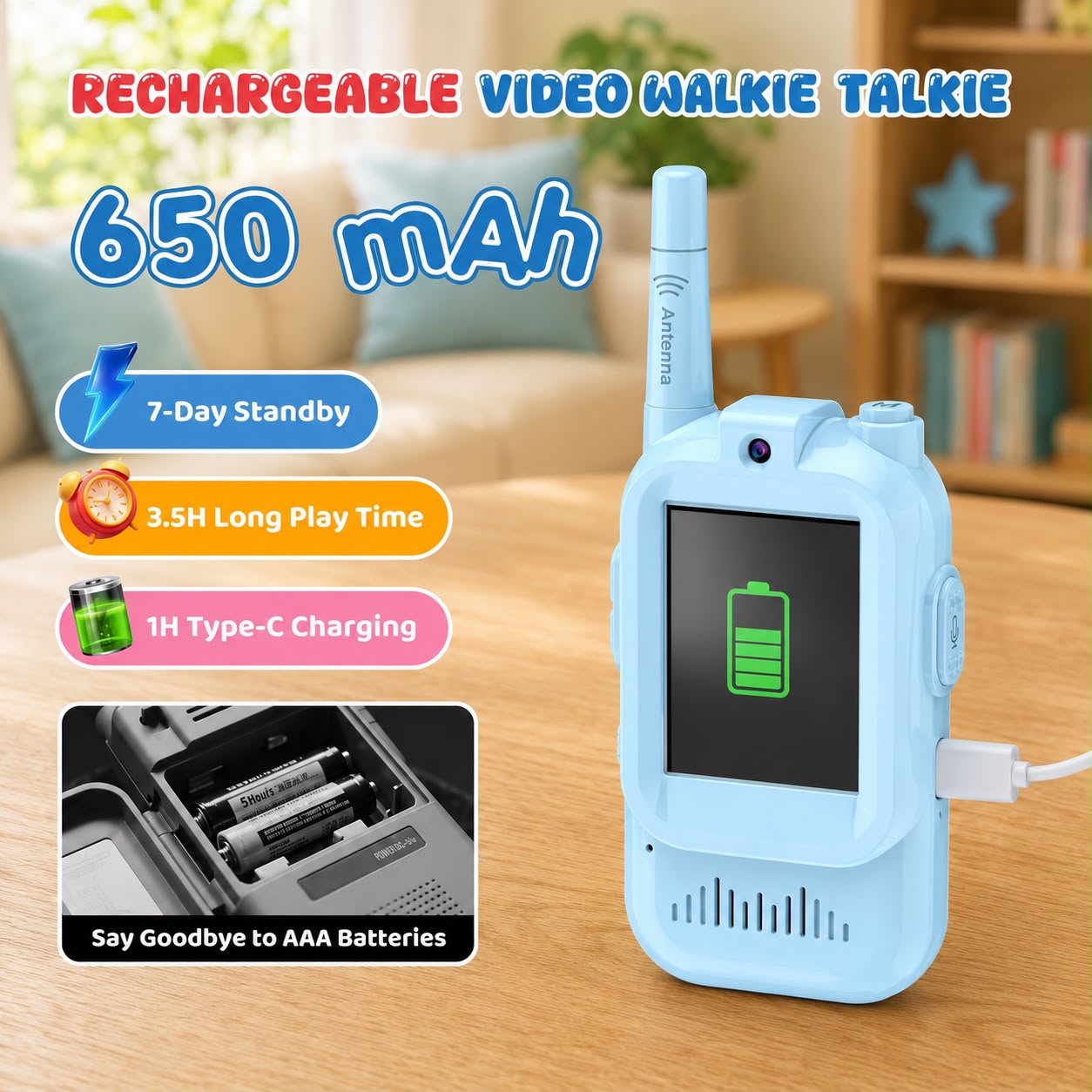 Kids Video Walkie Talkie Toy Set – Rechargeable Two-Way Communication Device for Boys & Girls