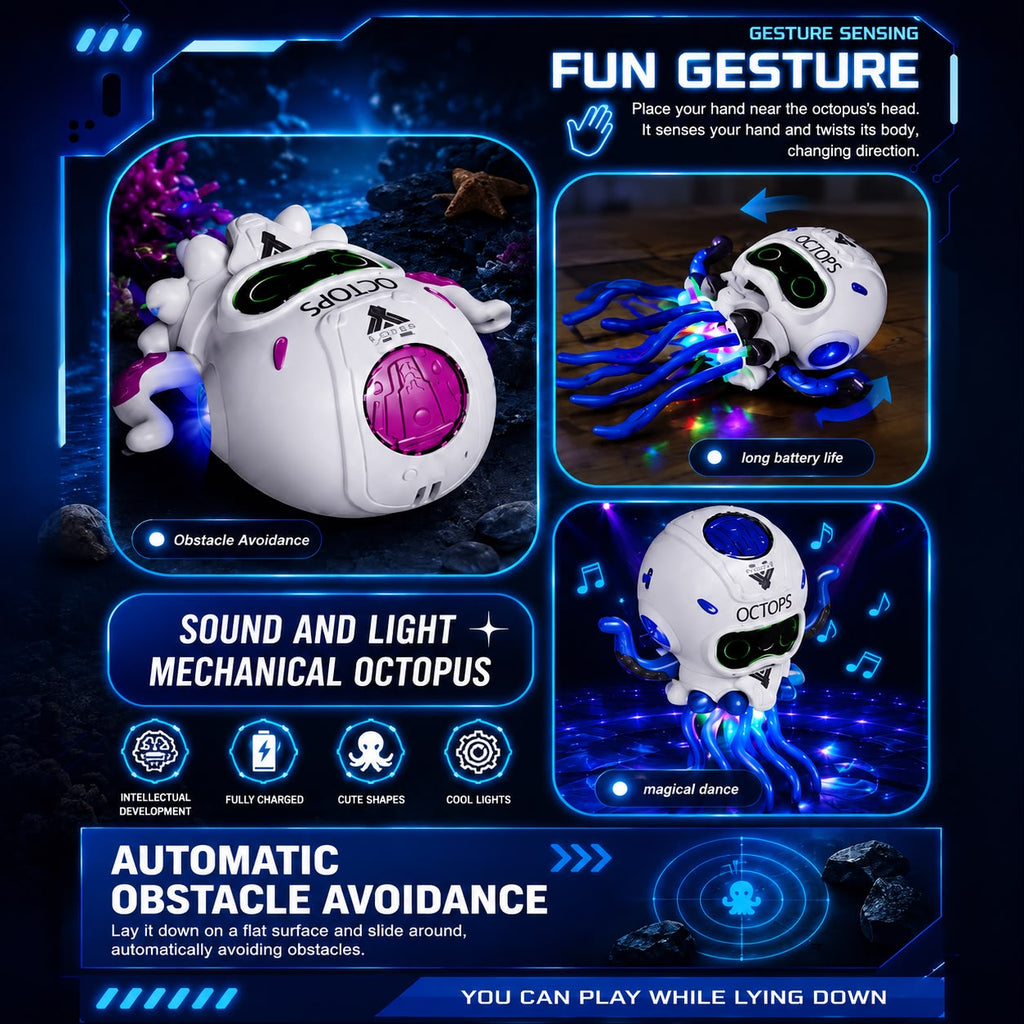 Dynamic Mechanical Dancing Octopus Toy with Lights, Music & Gesture Sensing