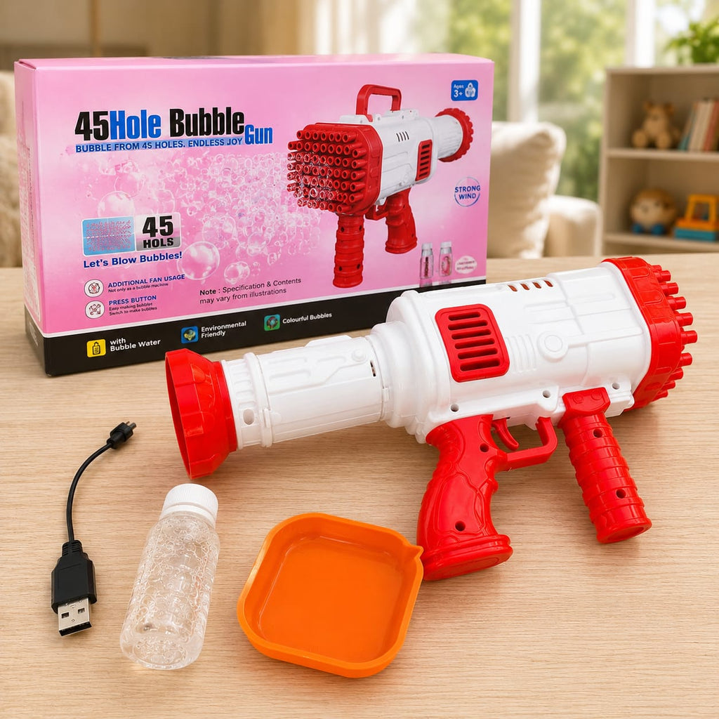 45 Hole Bubble Gun Toy – Automatic Bubble Blaster for Kids