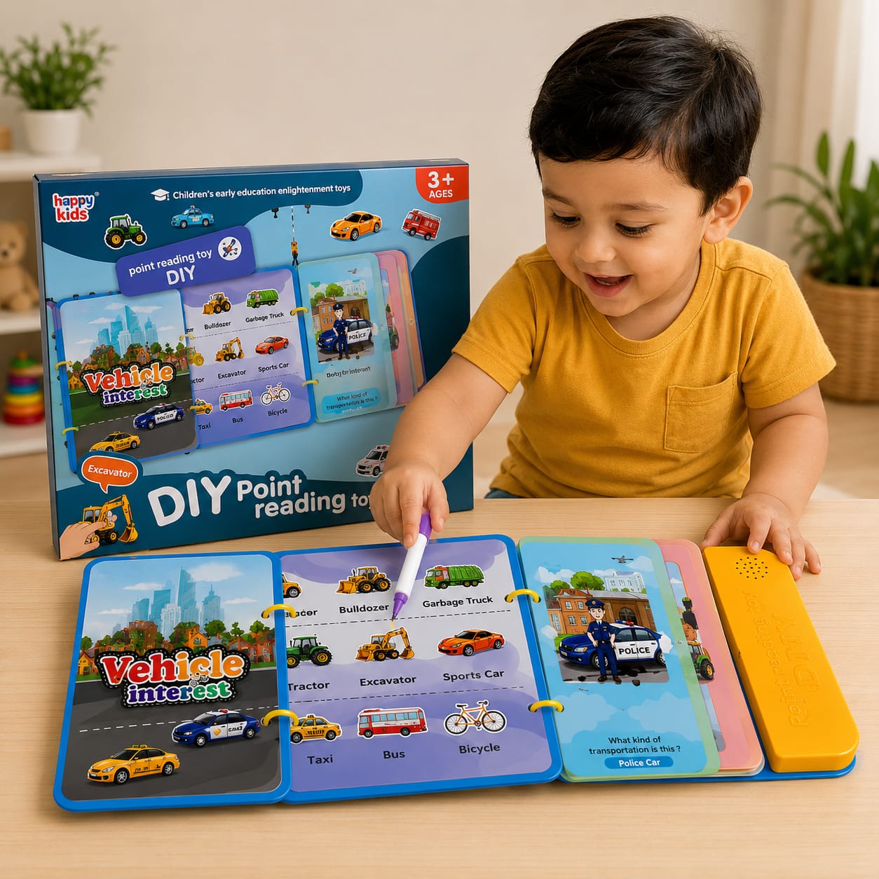 DIY Point Reading Toys – Vehicle Learning Book for Kids